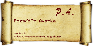 Pozsár Avarka névjegykártya